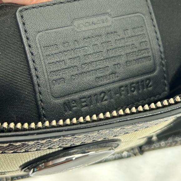 Coach Vintage Signature Canvas Stripe Large Tote Black & Khaki - Picture 3 of 12